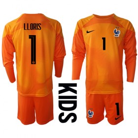 Frankrike Hugo Lloris #1 Målvakt Hemmakläder Barn VM 2022 Långärmad (+ Korta byxor)